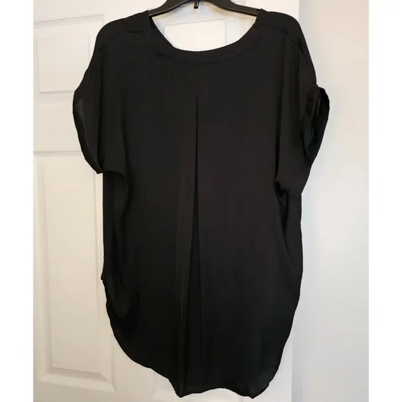 Simply Vera VeraWang Hi-Low V-Neck Short Sleeve Blouse Sz XL Career Office - Picture 2 of 8